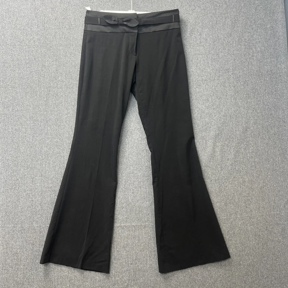 Karen Millen flared trousers size 8 black wool blend bow belt - Image 3 of 4