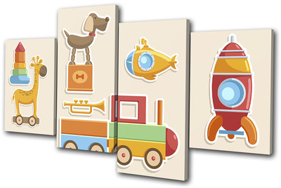 Niedliches Kinderzimmer Spielzeug für Kinderzimmer MULTI LEINWANDBILD WANDBILD Bild Druck