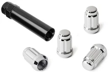 (4) Chrome 6 SPLINE DRIVE TUNER M12x1.5 CLOSED END LUG NUTS LOCK KEY 12x1.5