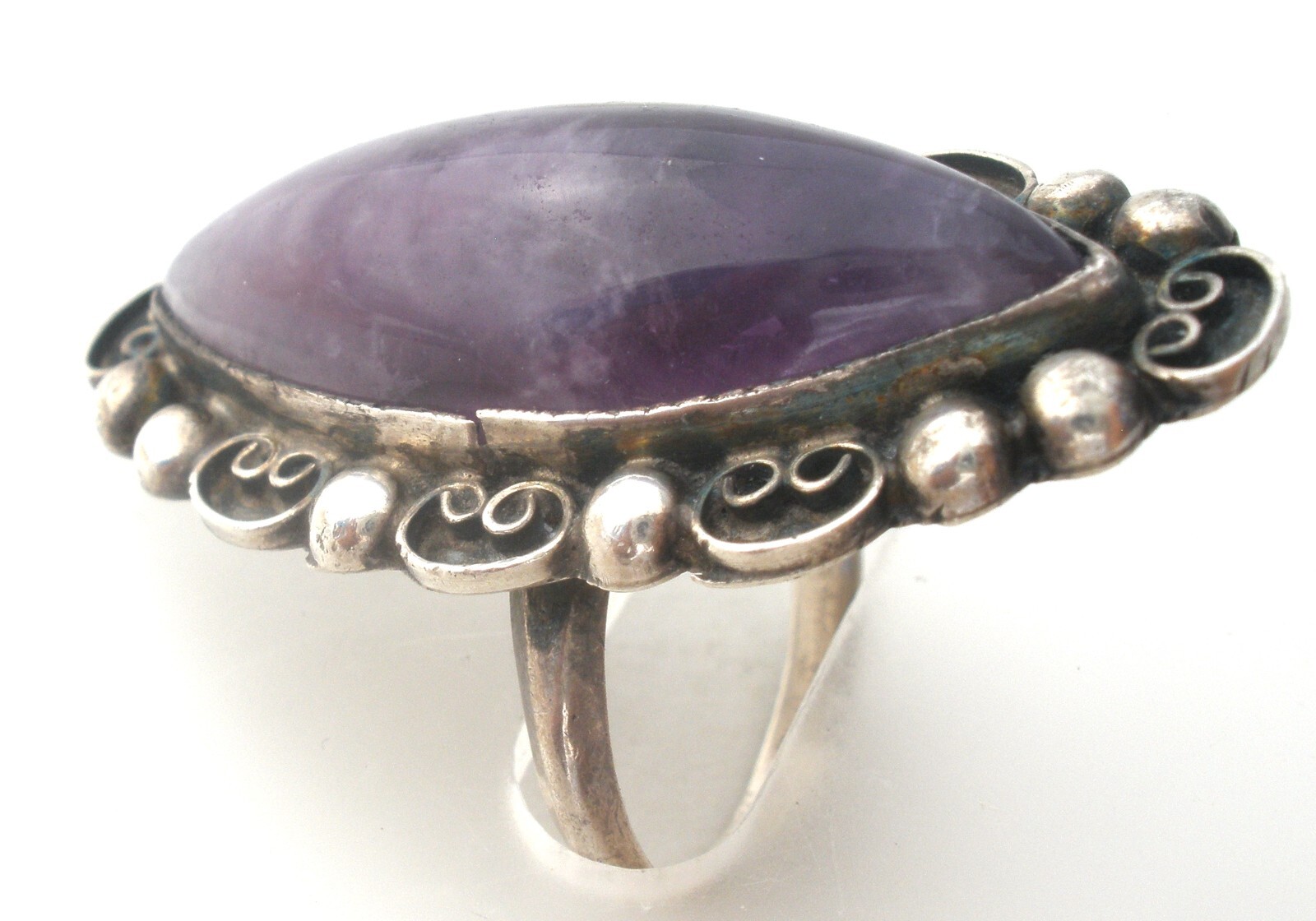 Mexican Amethyst Ring Statement Sterling Silver L… - image 4