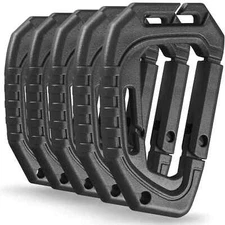 Tactical Carabiners, 5Pcs MOLLE D-Clip Fast Spring Hook for Outdoor Gear