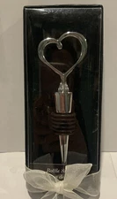 Kate Aspen Chrome Heart Shaped Wine Bottle Stopper with Box and Tags