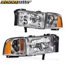 Chrome Housing Amber Corner Headlights Lamp Fit For 1994-2002 Ram 1500 2500 3500