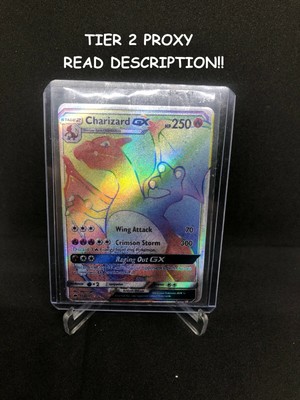 Pokemon Custom Rainbow Rare Charizard Gx Proxy Card Ebay