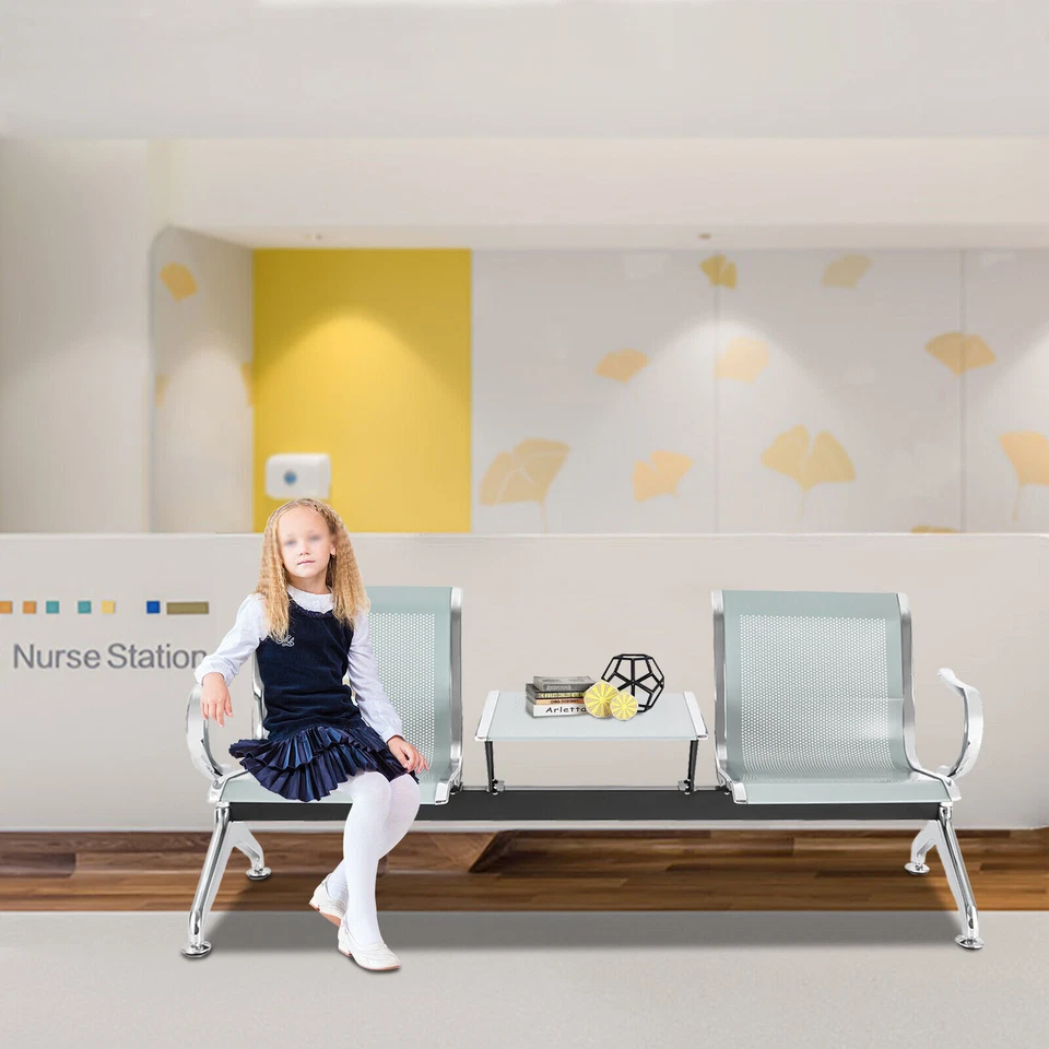 Banco de escritório 2 lugares aeroporto recepção sala de espera cadeira com mesa cadeira de convidado - Imagem 2 de 4