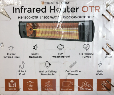 Heat Storm HS-1500-OTR Infrared Heater 1500-watt Outdoor/Indoor  Wall/Ceiling NEW | eBay