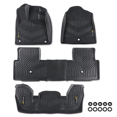 4pcs Floor Mats Set Fit For 2023-2024 Honda Pilot Tpe All Weather 3 Row Liners