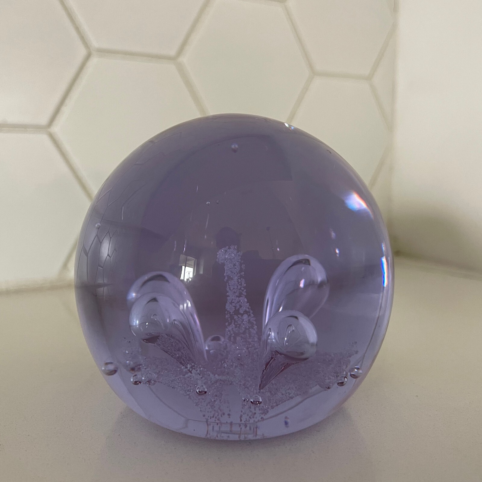 Caithness Moonflower Purple Art Glass Paperweight Signed Numbered