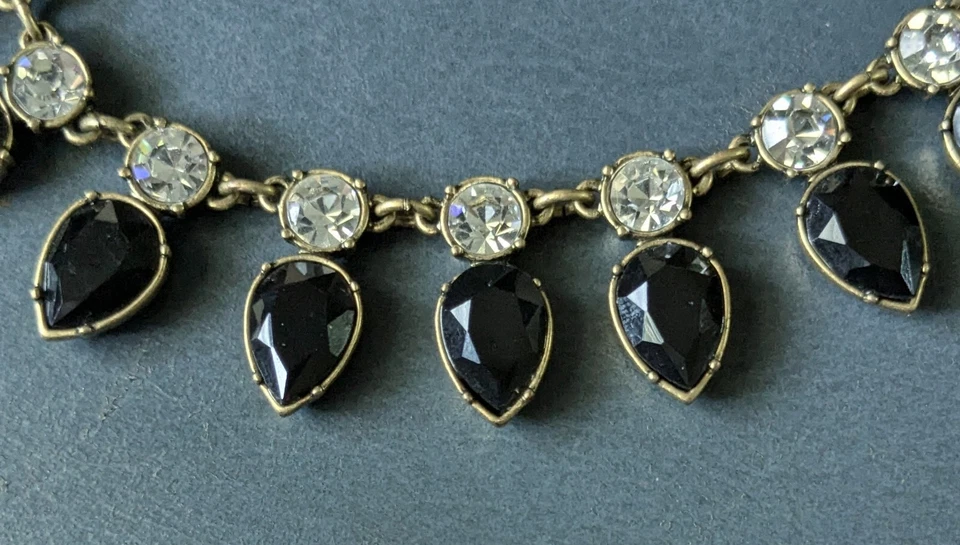 Collar J.Crew Negro Acrílico Y Estrás Transparente Ajustable 16-18" L Foto 3 de 4