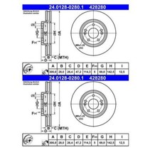 2x ATE 24.0128-0280.1 Bremsscheibe 300 mm für KIA Sportage KM JE KM