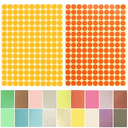 20 Sheets Colored Dot Stickers Adhesive Dot Labels Round Color Coding Labels New