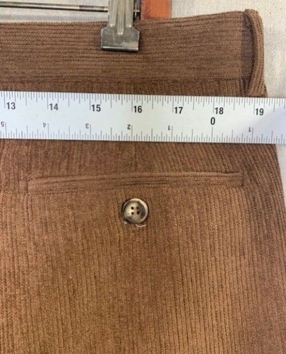 St. Croix Men's Brown Wool Blend Ribbed Double Pleated Trousers Size 38x33 Made - Picture 7 of 9