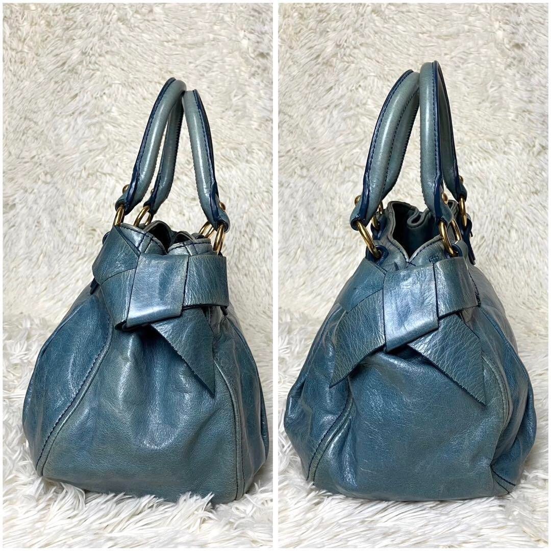 もな　Ameri VINTAGE MEDI LEATHER BAG ブルー Vintage 80s HERMES Paris Blue Leather Travel Writing Case