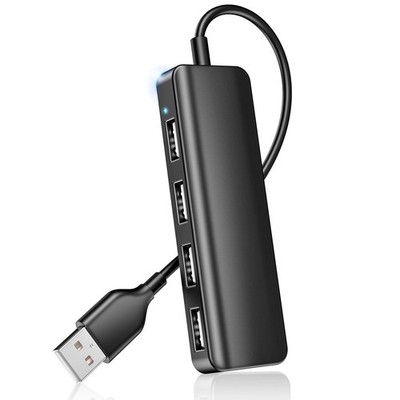 Herfair USB Hub Splitter Port Extender 1 to 4 4 Ports USB, Black
