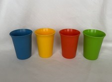 Tupperware Kids 4 Pc Set Of 7 Oz Bell Tumblers Sippy Cups Primary Colors