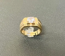 Luxury Men’s 14K Gold Plated White Sapphire Cocktail Ring – Adjustable Size