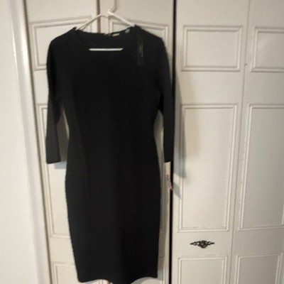 Tahari Dark Green 3/4 Sleeve Sheath Knee Length Dress Crew Neck Zip Size 8  | eBay