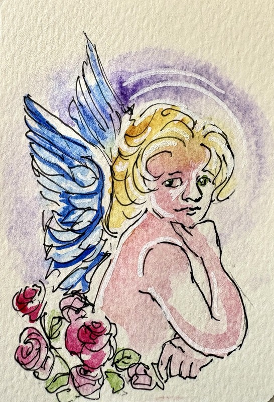 ACEO Original Art Card Angel