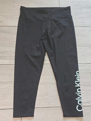 Calvin Klein Performance Women's High Waist Legging Black w/ Mint Green Logo XL