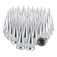 33mm x Chromed Spike Lug Nuts Covers Push-On, ABS Chrome 4-3/4" Silver-60