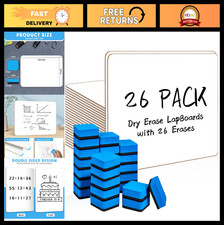 26 Pack Double-Sided Dry Erase Lap Boards 12.5"x9" with Erasers for Classroom 