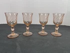 Vintage Pink Depression Wine Glass Goblet ARCOROC OPTIC SWIRL FRANCE 4” Tall