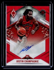 2021-22 Chronicles #PRA-JCH Justin Champagnie Phoenix Rookie Auto Red BK31