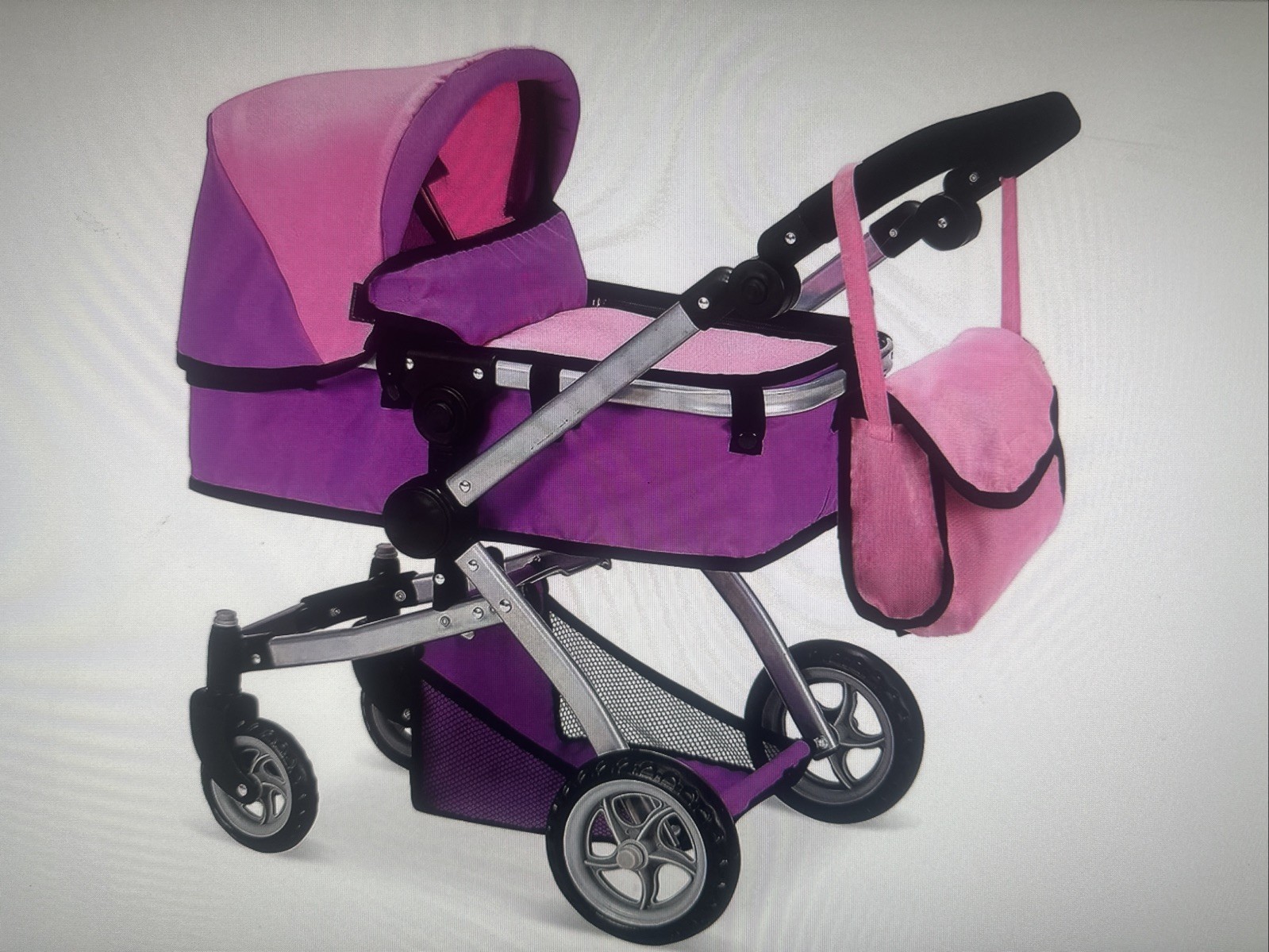 Baby Doll Stroller with Swiveling Wheels Adjustable Foldable Deluxe Toy new Seal