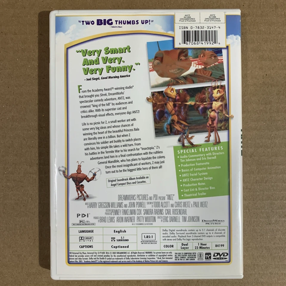 Antz (DVD, 1998) Family Children Comedy Animated Movie - Image 2 of 4