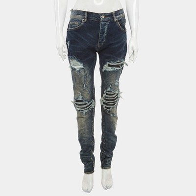 Amiri Blue Distressed Denim Skinny Fit Jeans MWaist 32 | eBay