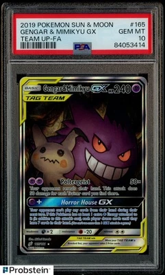 2019 Pokemon Sun & Moon Team Up Full Art 165 Gengar & Mimikyu GX PSA 10 GEM MINT