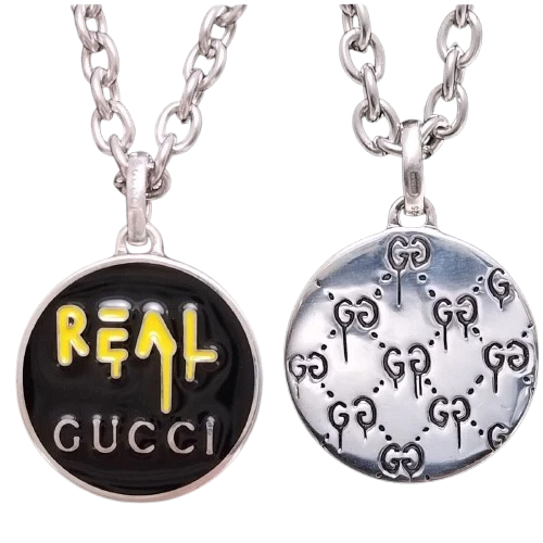 Gucci Fantasma Collana Tonda Ciondolo Scheletro Argento 925 Ottima