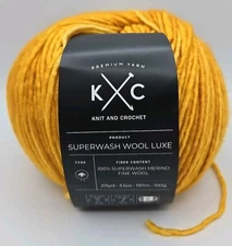 K & C Luxe Superwash 100% Merino Wool Yarn Dandelion Fluff 3.5oz Fine Weight#2