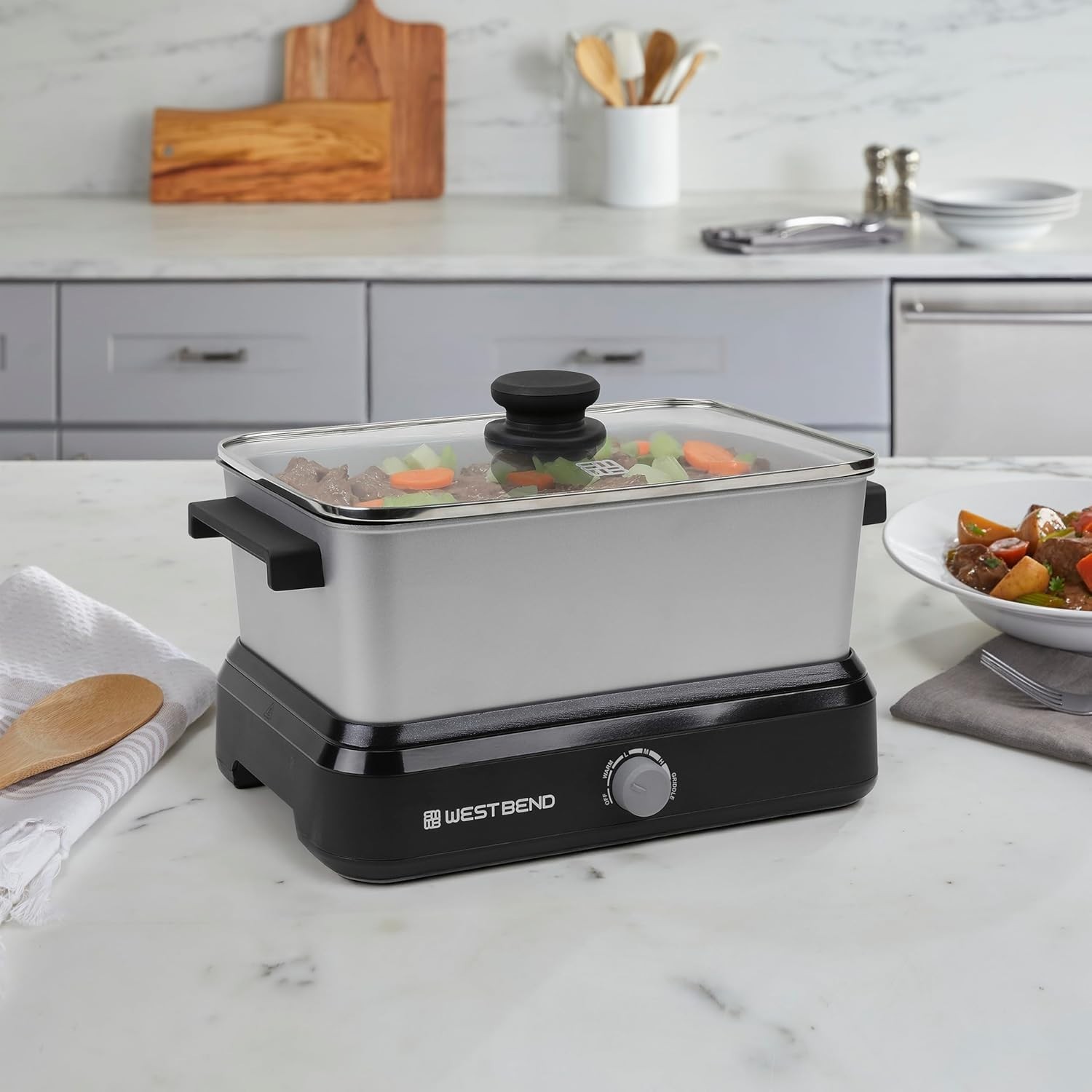 West Bend Versatility Slow Cooker 5 Quart Large Capacity - Silver - Model 87905