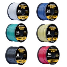 16 Gauge Wire Combo, 6 Vibrant Colors, 100ft Rolls 600ft Total - Copper Clad A