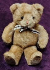 Russ Carnaby 2 Tone Brown Teddy Bear Plaid Bow Tie 13" Plush Stuffed Animal 4716