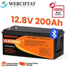 12V 200Ah Lithium Battery LiFePO4 Bluetooth 200A BMS for RV Solar Boat Off-grid