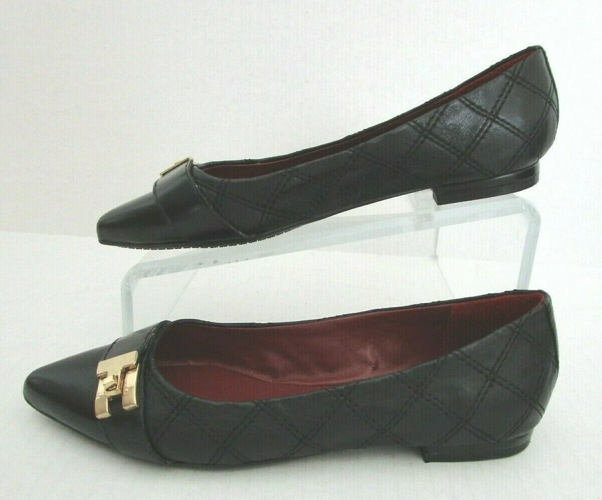 efterklang bjærgning Krydderi Tommy Hilfiger Katya Black Flats Shoes Women&#039;s Size 6 M Pointed Toe  Gold Buckle | eBay