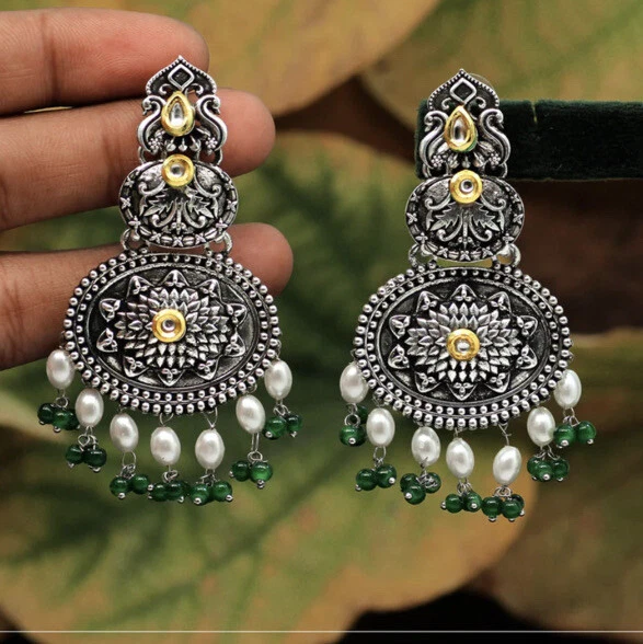 Dual tone oxidised earrings deals