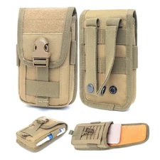TAN Tactical Cell Phone Pouch Holster Bags Molle Belt Holder Waist Pack EDC Tool