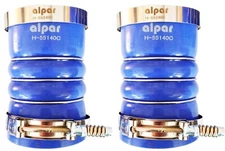 Pair of Silicone Blue Hump Hose for Charge Air & Clamps Set 4" ID x 6.2" Long