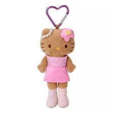 Sanrio Hello Kitty Plush Key Fob PINK Pearl Cheetah Leopard Print Bag Holder
