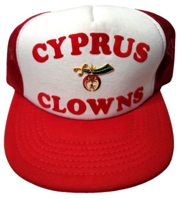 Cyprus Clowns Hat Cap Shriners Masonic Young An Snapback Red Mesh OSFA Korea VTG