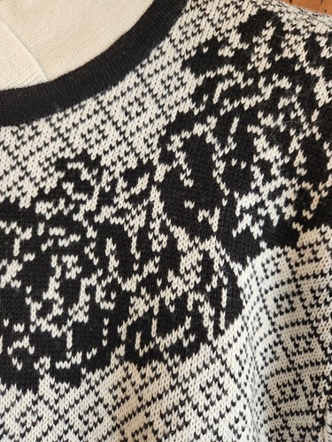Vintage Nils Black & White with Grey Women's Ski Sweater Wool Blend Large - Bild 2 von 6