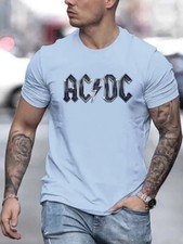 AC/DC Mens T-shirt Classic Rock Band Tshirt Top Men's Cotton Crew Neck Black Tee