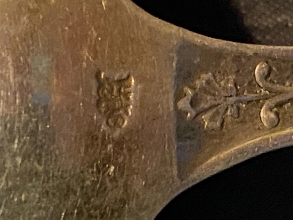 WHITING DIVISION GORHAM EARLY 7" CUCHARÓN SALSA PALMA PLATA ESTERLINA SIN MONOGRAMA. Foto 2 de 2