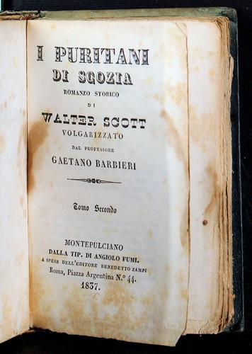 I PURITANI DI SCOZIA. TOMO 1-2. WALTER SCOTT. TIP DI FUMI, MONTEPULCIANO, 1837. - Foto 3 di 4