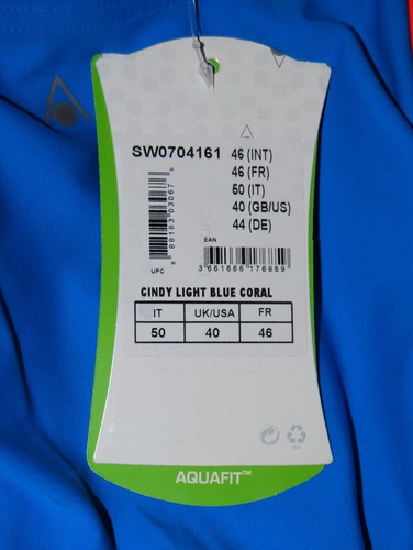 NWT Aqua Sphere Women's Cindy Bright Blue with Coral 1-pc Tank Swimsuit sz 4 14 - Picture 14 of 15