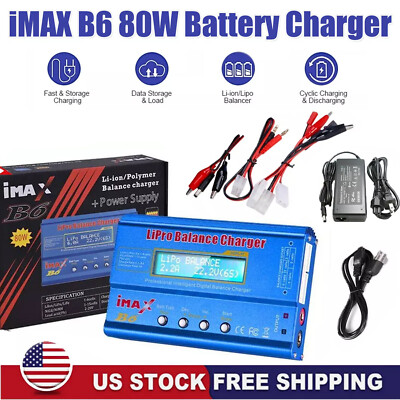 iMAX B6 RC Car Battery Charger Balance Battery Charger, 80W Lipo 6Amp Discharger