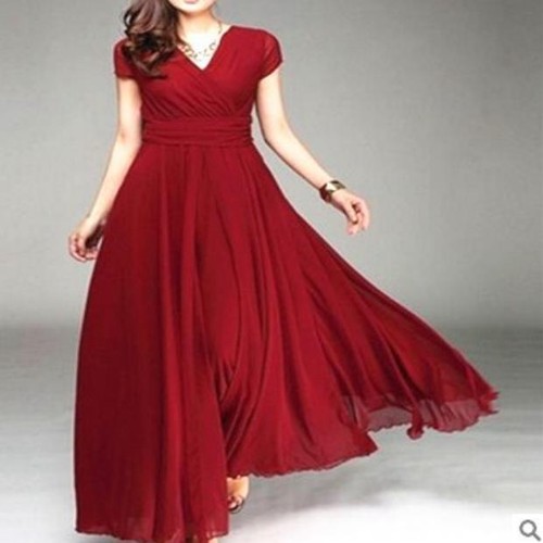 New Women's Short Sleeve V Neck Dress Evening Party Cocktail Formal Prom Dress - Picture 19 of 19